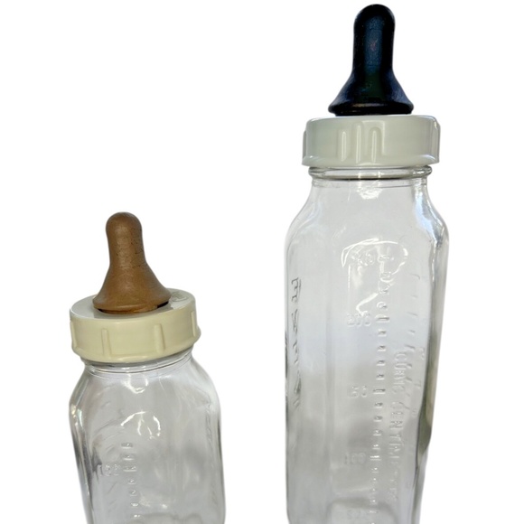 Vintage Evenflo Glass Baby Bottles Pair Mid Century Made In USA - Picture 2 of 10